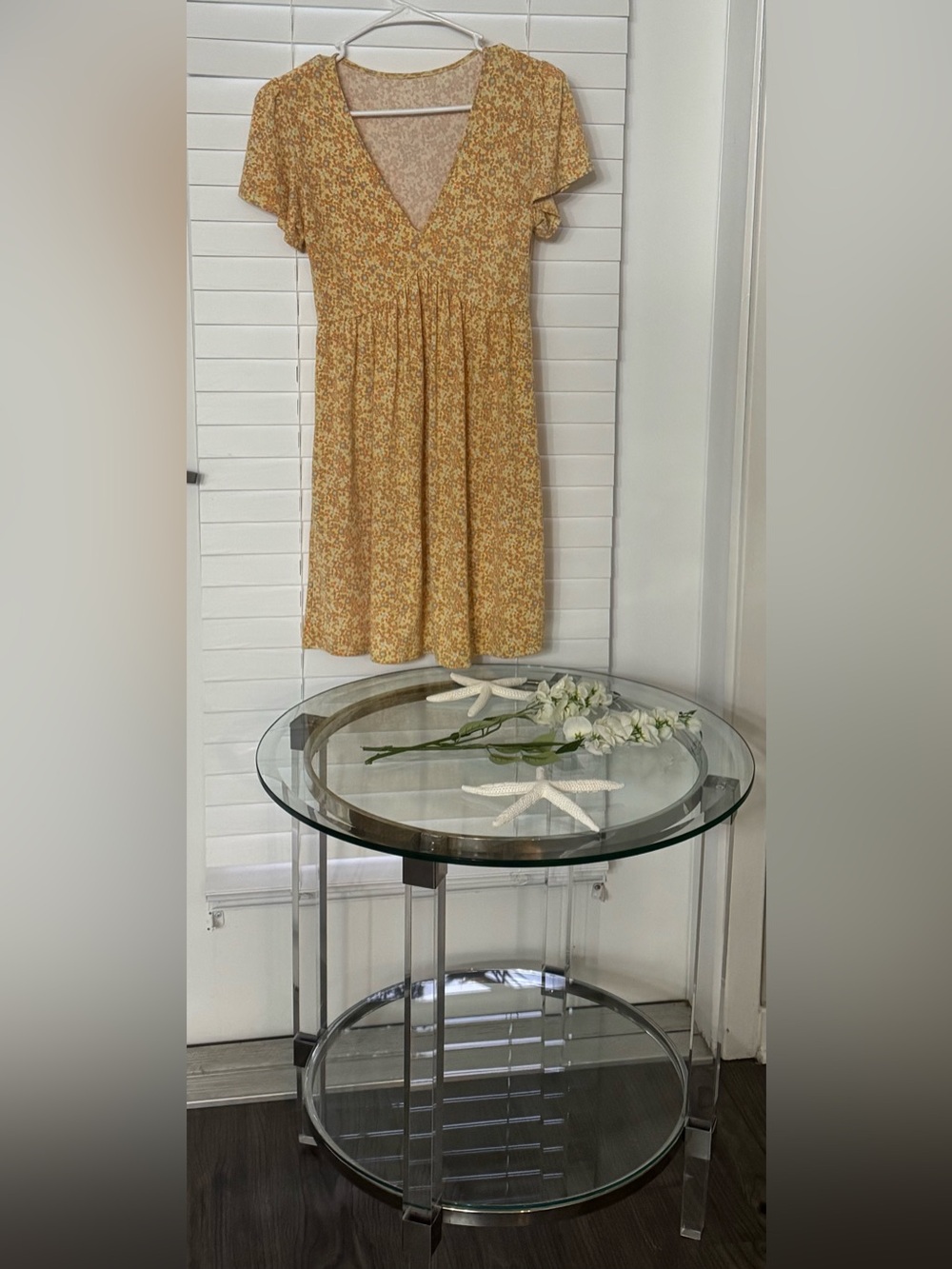 Aeropostale Yellow Floral A-Line V Neck Dress